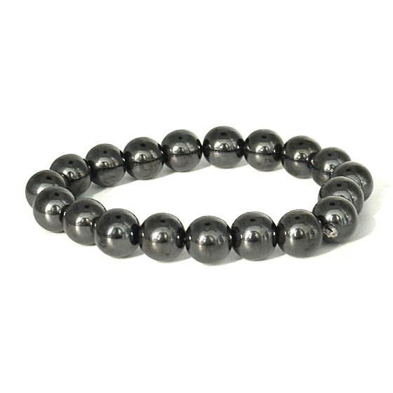 Magnetovec Schlankheits-Magnetarmband elastisch Naturstein, Kugel 10 mm / 16 - 17 cm