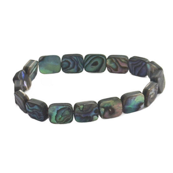 Paua mušle / Abalon s duhovou hrou barev náramek 11 x 9 mm / 16 - 17 cm, symbol ochrany a životní rovnováhy