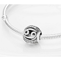 Krebs, Sternzeichen, Silber + Zirkonia-Armbandanhänger, Kugel 9 mm 1 Stück