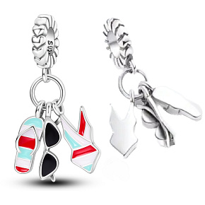 Charm Sterling Silber 925 Chic style - Sommer Spaß, Brille, Badeanzug, Flip Flops, 3in1 Armband Anhänger, Interessen
