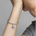 Charm Sterling Silber 925 Weihnachtsmann auf dem Mond 2in1, Weihnachtsarmband-Anhänger
