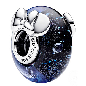 Charme Sterling Silber 925 Disney Mickey Mouse und Minnie Mouse blau Murano-Glasperle auf Armband Film