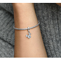 Sterling Silber 925 Disney Glitter Mickey Mouse Kopf Silhouette weiß Zirkonia Anhänger Armband
