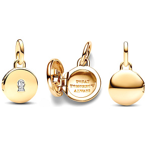 Charme Sterling Silber 925 Gold Medaillon Schlüsselanhänger Armband Liebe