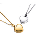 Urnen-Gedenkanhänger, Herz glänzend gold, wasserdicht, Edelstahl 19 x 29 mm + Kette 50 cm