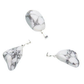 Magnesit / Howlite White Tumbler Anhänger Naturstein, 2,2-3 cm, 1 Stück, Reinigungsstein Magnesit / Howlite White Tumbler Anhänger Naturstein, 2,2-3 cm, 1 Stück, Reinigungsstein