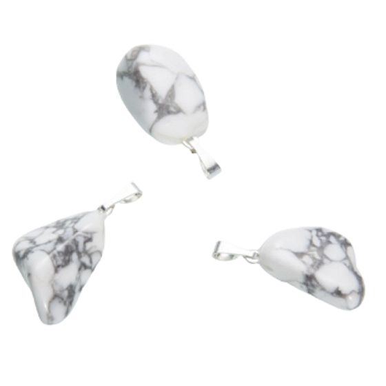 Magnesit / Howlite White Tumbler Anhänger Naturstein, 2,2-3 cm, 1 Stück, Reinigungsstein