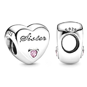 Charme Sterling Silber 925 Geliebte Schwester Herz, Perle auf Armband Familie