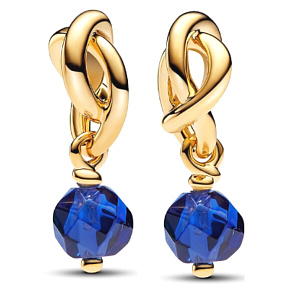 Charm Sterlingsilber 925 Geflochtener facettierter Ewigkeitskreis dunkelblau, Anhänger für Armband Symbol Glanz