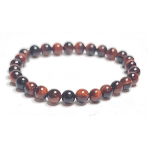 Tigerauge rot / Stierauge Armband elastischer Naturstein, Kugel 6 mm / 16-17 cm, Stein der Sonne und Erde, bringt Glück und Reichtum