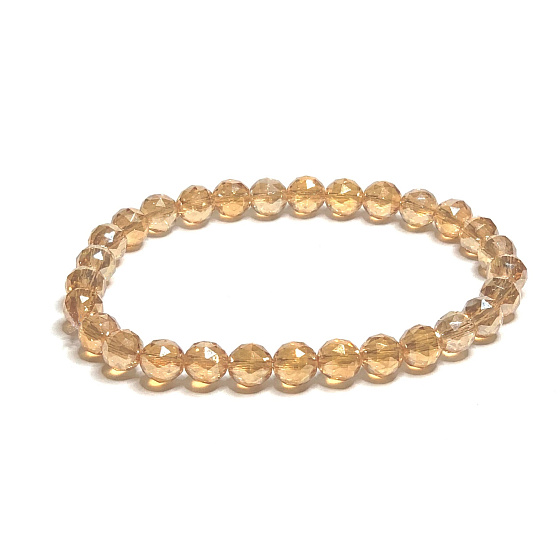 Crystal Aqua Aura Gold Farbe Facette semi-metallischen Finish, Armband elastisch Naturstein, Perle 6 mm / 16 - 17 cm, Stein Steine