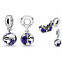Charm Sterlingsilber 925 Planet Erde - Blauer Planet, 2-in-1 öffnend, innen Herz, Anhänger für Armband Weltraum