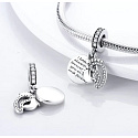 Sterling Silber 925 Ich liebe dich immer und für immer - Fußabdrücke, 2in1 Anhänger für Armband Familie
