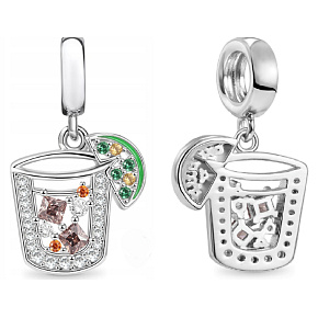 Charme Sterling Silber 925 Eistee und Zuckerscheibe, Essen und Trinken Armband Anhänger