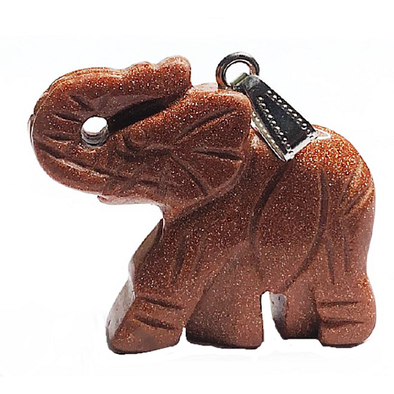 Goldstein Gold Elefant Anhänger handgeschliffene Figur 3,5 cm, Stein des Anstoßes