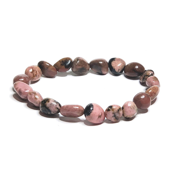 Rhodonit-Armband elastischer Naturstein, Stein 8 - 10 mm / 16 - 17 cm, Stein der Vergebung