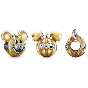 Charme Sterling Silber 925 Disney Mickey Mouse Kürbis geformt Perle auf Halloween Armband