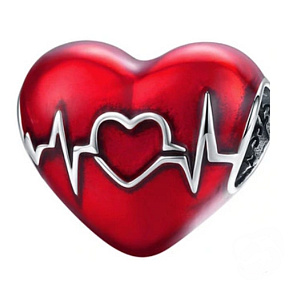 Charm Sterling Silber 925 Rotes Herz schlagendes Herz, Perle am Armband Liebe