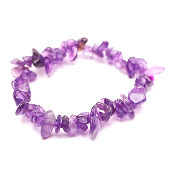 Amethyst-Armband elastisch gehackter Naturstein 16 cm, für Kinder, Stein der Könige und Bischöfe