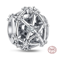 Charm Sterling Silber 925 Gestanzte Konstellationen erinnert an Konstellationen von Sternen am Himmel, Perle auf dem Armband Universum Charm Sterling Silber 925 Gestanzte Konstellationen erinnert an Konstellationen von Sternen am Himmel, Perle auf dem Armband Universum
