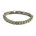 Pyrit Armband elastisch Naturstein, Würfel 6 - 7 mm / 16 - 17 cm, Meister des Selbstbewusstseins und des Überflusses