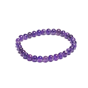 Amethyst-Armband elastisch Naturstein, Kugel 6 mm / 16 - 17 cm, Stein der Könige und Bischöfe