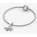 Sterling Silber 925 Around the world, Flugzeug, Globus und Koffer, 3in1 Reise-Armband-Anhänger