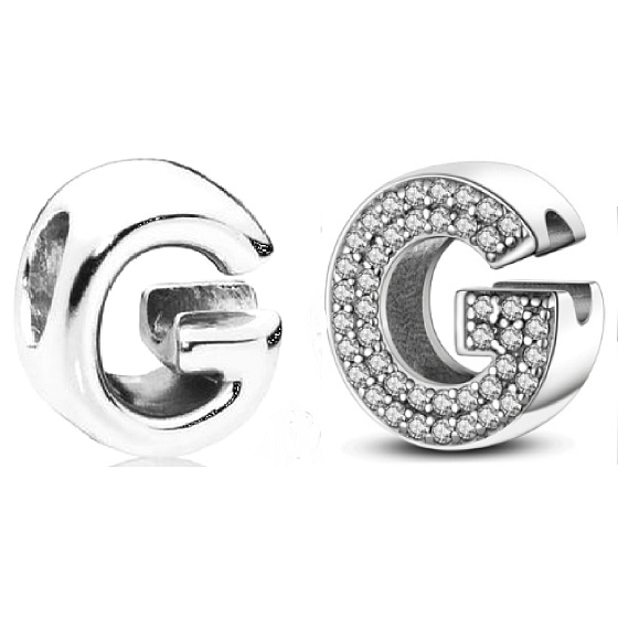 Sterling Silber 925 Alphabet Buchstabe G, Perle für Armband