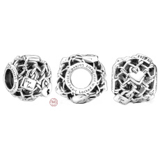 Charme Sterling Silber Perle 925 Perforiertes Netz mit Vorhängeschlössern, Perle für Armband Love