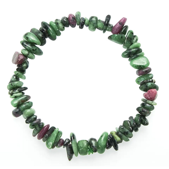 Anyolit / Rubin in Zoisit Armband elastisch, naturbelassener Stein, 19 cm, Harmonie, eigenständige Entscheidungen