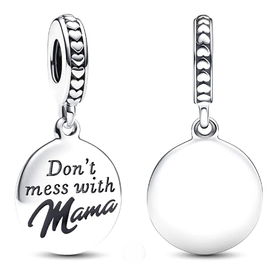 Charm Sterlingsilber 925 Mama - Spiel nicht mit Mama, Gravuranhänger Armband Familie