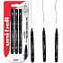 Uni Pin Zeichenstift-Set mit Spezialtinte 0,1/0,3/0,5 mm Schwarz 3 Stück