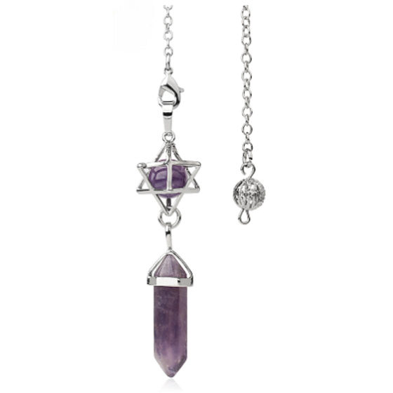 Amethyst Merkaba + Pendel, Natursteinanhänger 71 x 8 x 8 mm, , Stein der Könige und Bischöfe