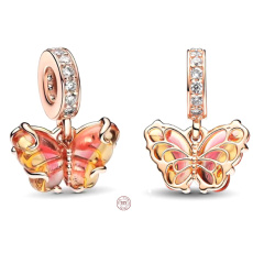 Charms Sterling Silber 925 Freiheit als Schmetterling Muranoglas Tierarmband Anhänger