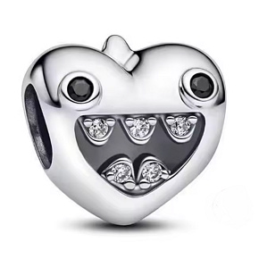 Charm Zamilovaný šibal s rošťáckým úsměvem srdce, přívěsek na náramek láska