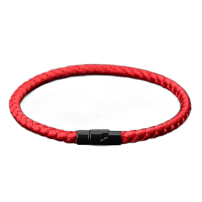 Lanový Magnetický náramek – červený 18,5 cm x 4 mm, unisex