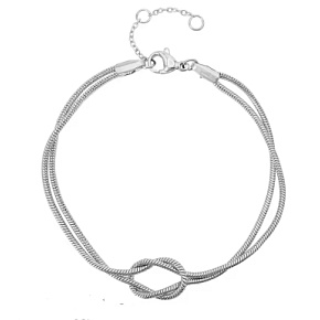 Nekonečný uzel, náramek z nerezové oceli, stříbrný, 15 + 3 cm (nastavitelný) Nekonečný uzel, náramek z nerezové oceli, stříbrný, 15 + 3 cm (nastavitelný)