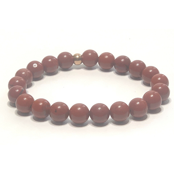 Jaspis rot Armband elastisch Naturstein, Perle 8 mm / 16-17 cm, Vollpflege Stein