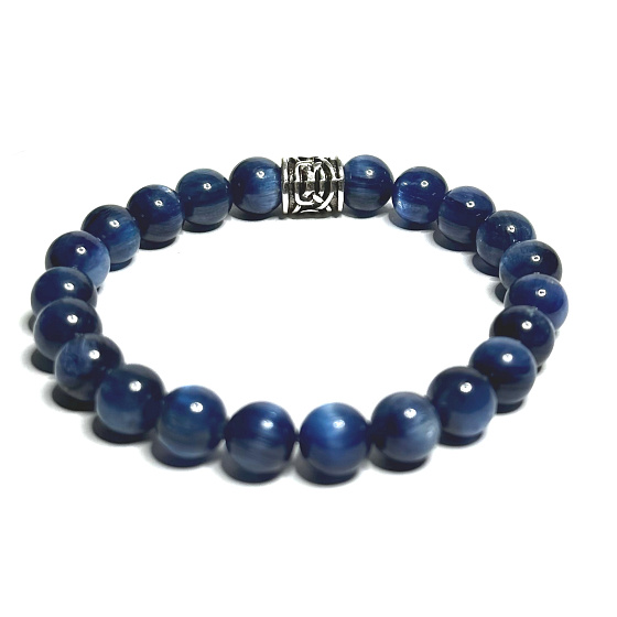 Kyanit blau Armband elastisch Naturstein, Kugel 8 mm / 16-17 cm, Stein Link