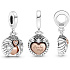 Charms Sterling Silber 925 Marienkäfer und Herz, Tierarmband Anhänger
