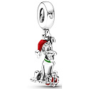 Sterling Silber 925 Disney Pluto mit Weihnachtsmütze, Weihnachtsarmbandanhänger