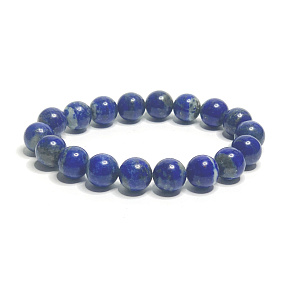 Lapislazuli Armband elastisch Naturstein, Kugel 10 mm / 16 - 17 cm, Harmonie Stein