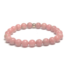 Thulit-Armband elastisch Naturstein, Kugel 8 mm /16-17 cm, Steinschutz