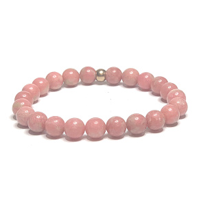 Thulit-Armband elastisch Naturstein, Kugel 8 mm /16-17 cm, Steinschutz