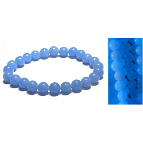 Jade Luminois Light Phosphoreszierend, blaues Leuchten im Dunkeln, Armband elastisch Naturstein, Perle 8 mm / 16 - 17 cm Jade Luminois Light Phosphoreszierend, blaues Leuchten im Dunkeln, Armband elastisch Naturstein, Perle 8 mm / 16 - 17 cm