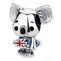 Sterling Silber 925 Surfender Koala mit australischer Flagge, Reisearmband Perle
