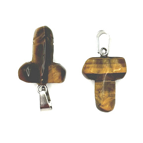 Tigerauge Penis für Glück, Natursteinanhänger handgeschliffen ca. 11 x 22 mm, Sonnen- und Erdstein, bringt Glück und Reichtum
