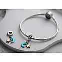 Charm Sterling Silber 925 Luminous - Halbmond und Stern, der im Dunkeln leuchtet, Universum Armband-Anhänger