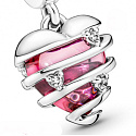 Charm Sterling Silber 925 Rosa Muranoglas Herz, Liebesarmband Anhänger