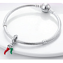Sterling Silber 925 Chilischote - für Liebhaber der guten Küche, 2in1-Anhänger für Armband, Essen und Trinken